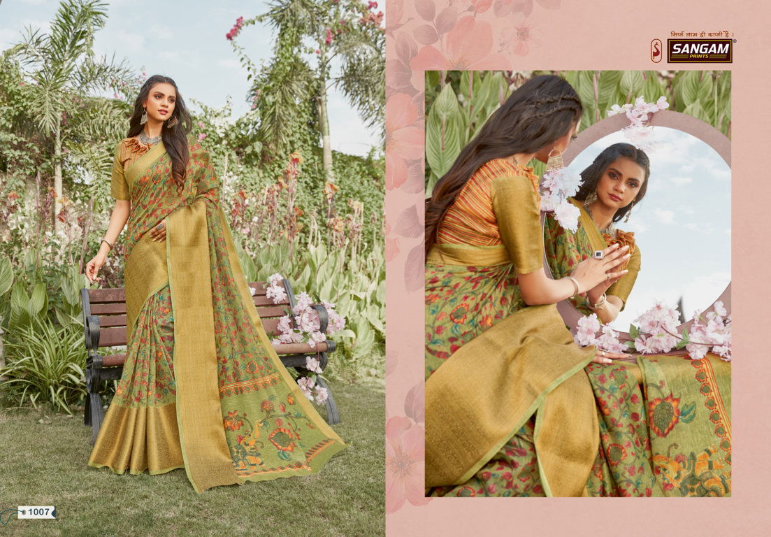 Sangam Ayana  Latest Fancy Designer Festive Wear Linen Silk Digital Printed Sarees Collection